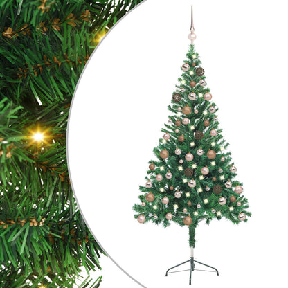 Christmas Tree PVC 150 cm Green with 150 LEDs&rose gold balls