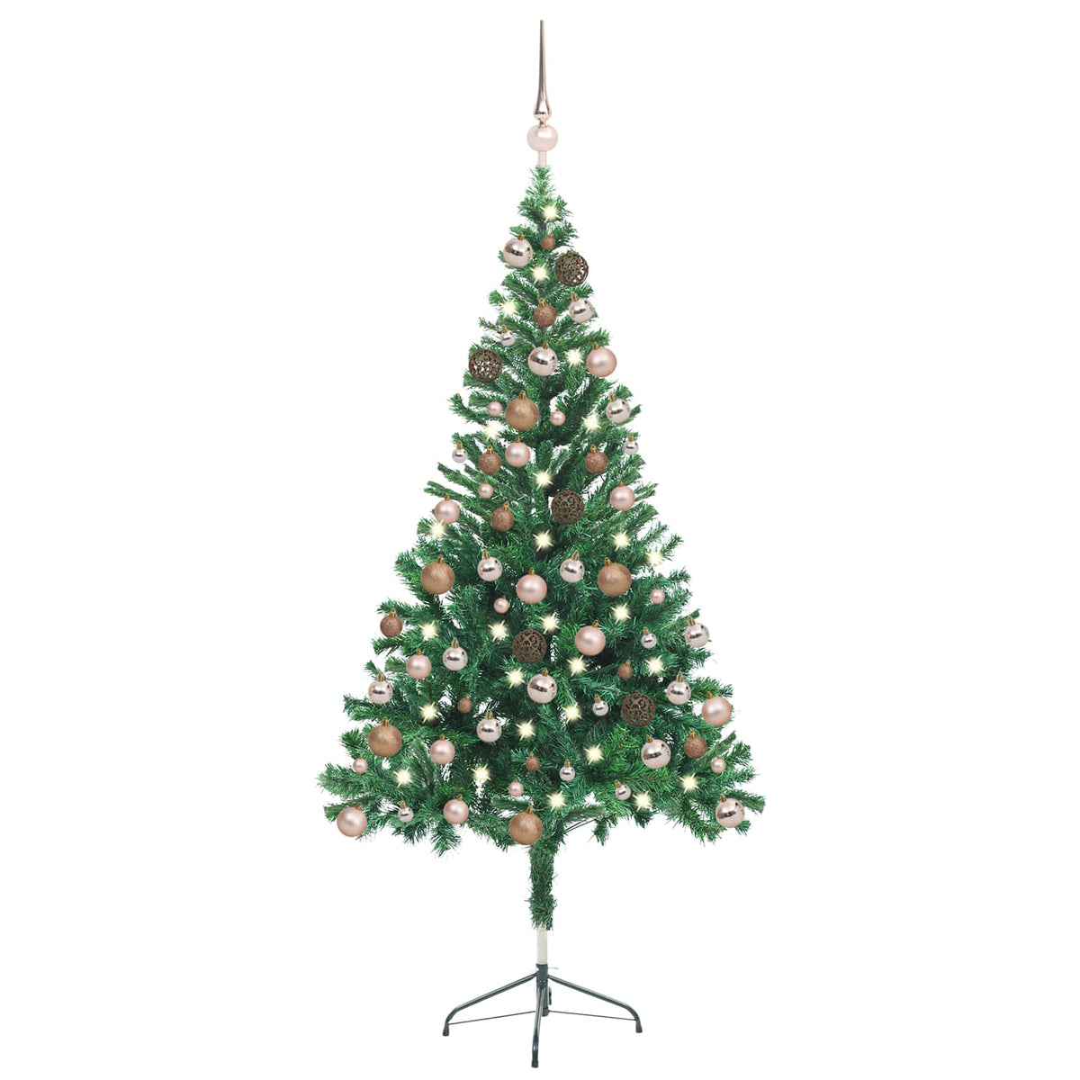 Christmas Tree PVC 150 cm Green with 150 LEDs&rose gold balls