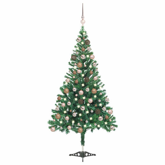 Christmas Tree PVC 180 cm Green with 150 LEDs&rose gold balls