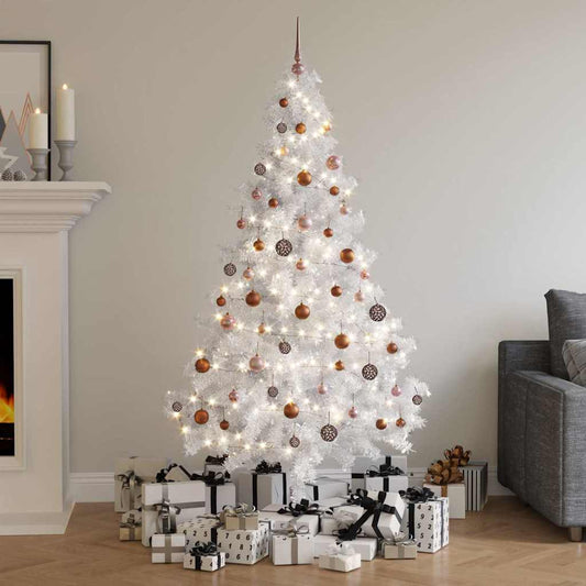 Artificial Pre-lit Christmas Tree Ball Set 620 Branches 180 cm White with 300 LEDs&rose gold balls