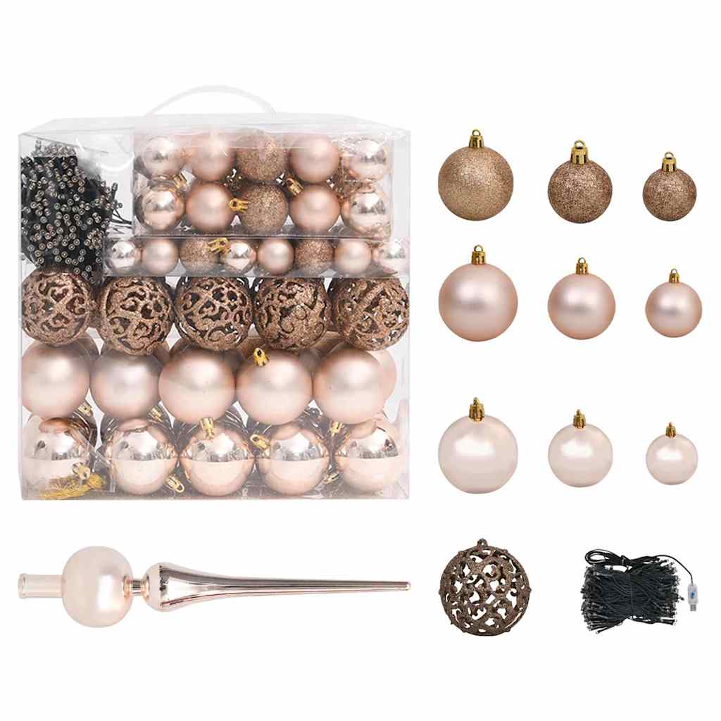 Christmas Tree PVC 240 cm Pink with 300 LEDs&rose gold balls
