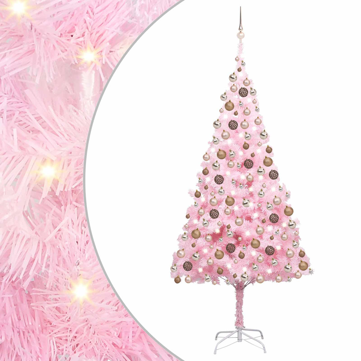 Christmas Tree PVC 240 cm Pink with 300 LEDs&rose gold balls