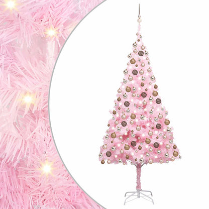 Christmas Tree PVC 240 cm Pink with 300 LEDs&rose gold balls