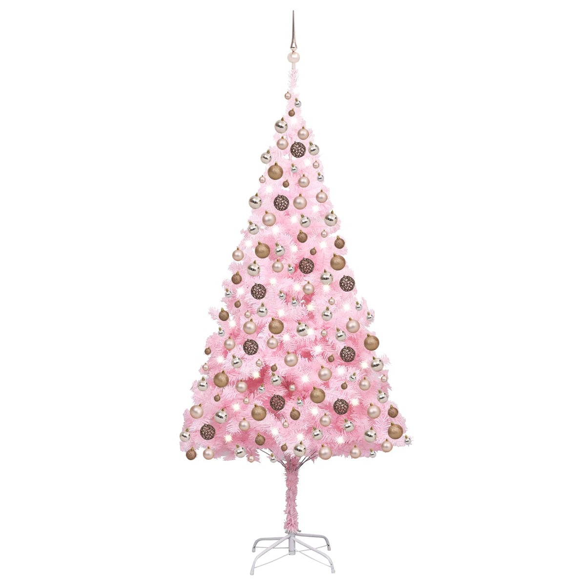 Christmas Tree PVC 240 cm Pink with 300 LEDs&rose gold balls