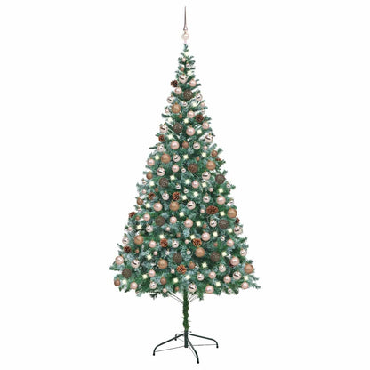 Artificial Christmas Tree Green 210 cm PVC and Steel with 120 rose gold balls
