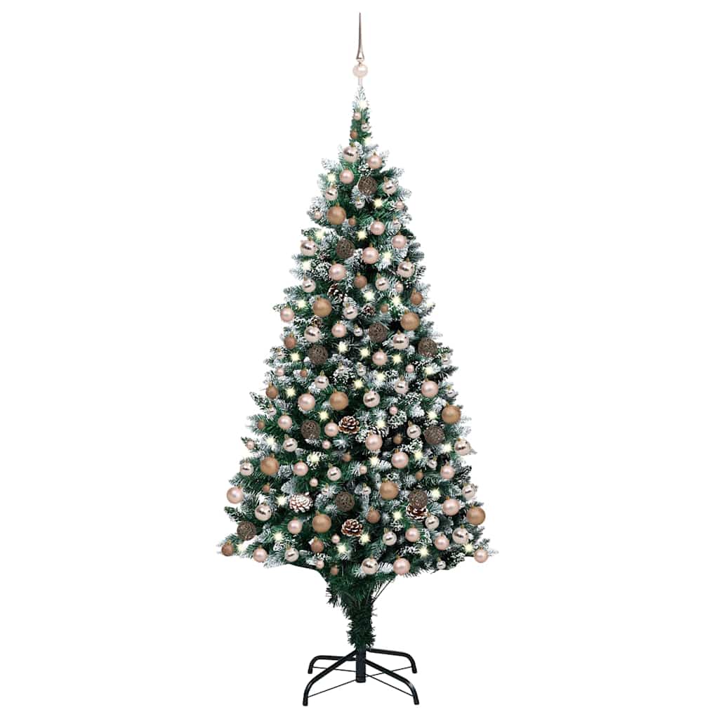 Artificial Christmas Tree Green 210 cm with 61 rose gold balls
