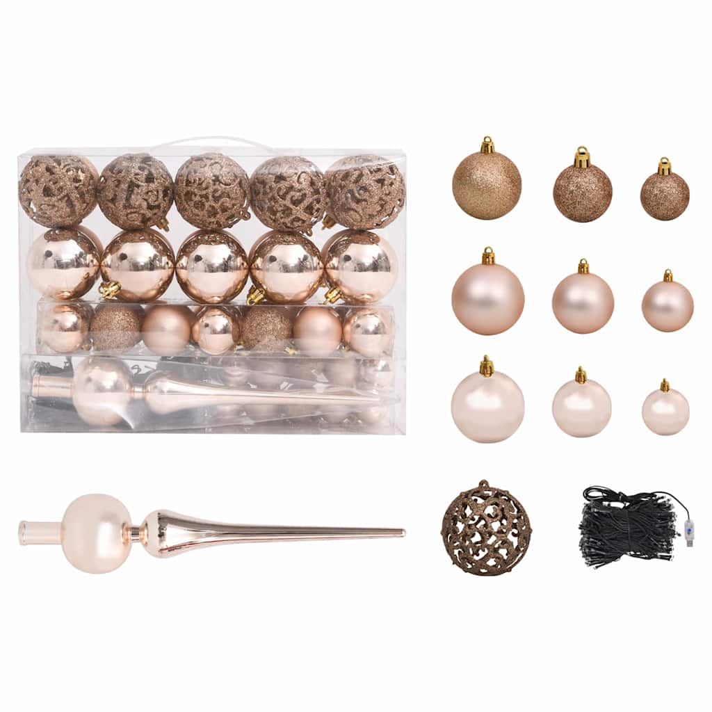 Christmas Tree Green 65 cm PE Length 45 cm with 61 rose gold balls