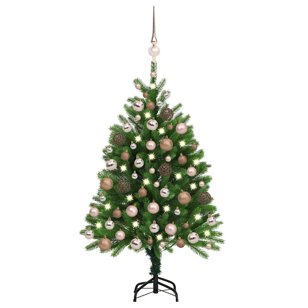 Christmas Tree Green 120 cm PE Length 75 cm with 61 rose gold balls