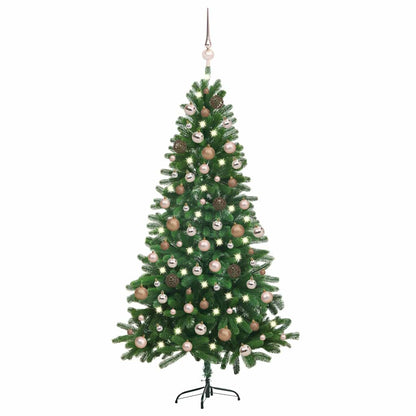 Christmas Tree Green 180 cm PE Length 90 cm with 61 rose gold balls