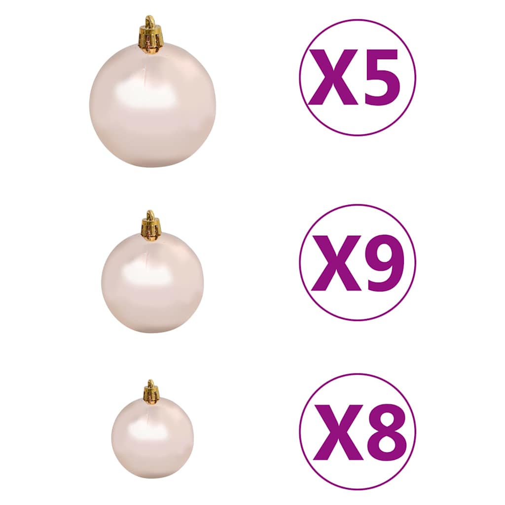 Christmas Tree Green 180 cm PE Length 90 cm with 61 rose gold balls