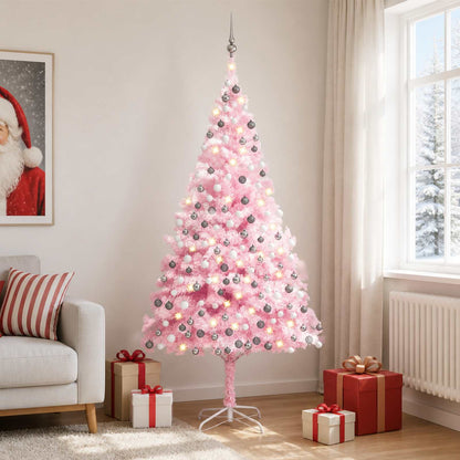 Christmas Tree PVC 210 cm Pink with 300 LEDs&white/grey balls