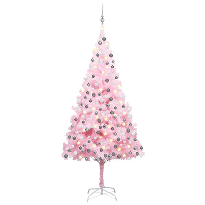Christmas Tree PVC 240 cm Pink with 300 LEDs&white/grey balls