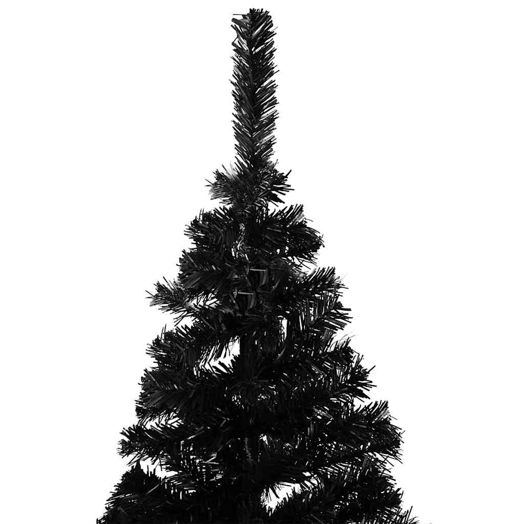 Christmas Tree PVC 210 cm Black with 300 LEDs&white/grey balls