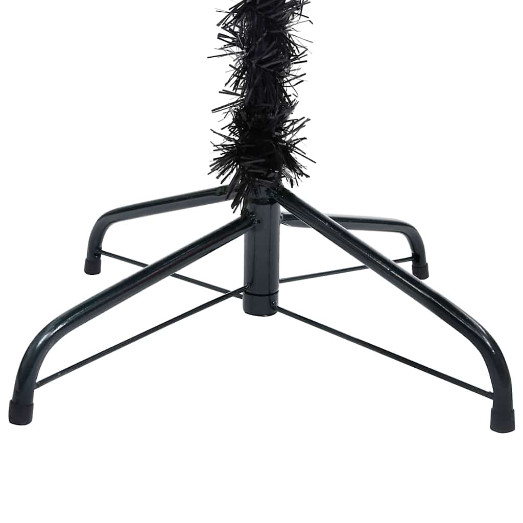 Christmas Tree PVC 210 cm Black with 300 LEDs&white/grey balls