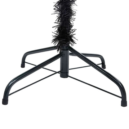 Christmas Tree PVC 210 cm Black with 300 LEDs&white/grey balls
