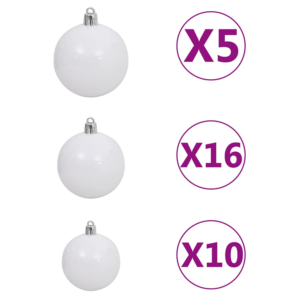 Artificial Christmas Tree Green 210 cm PVC and Steel with 120 white/grey balls