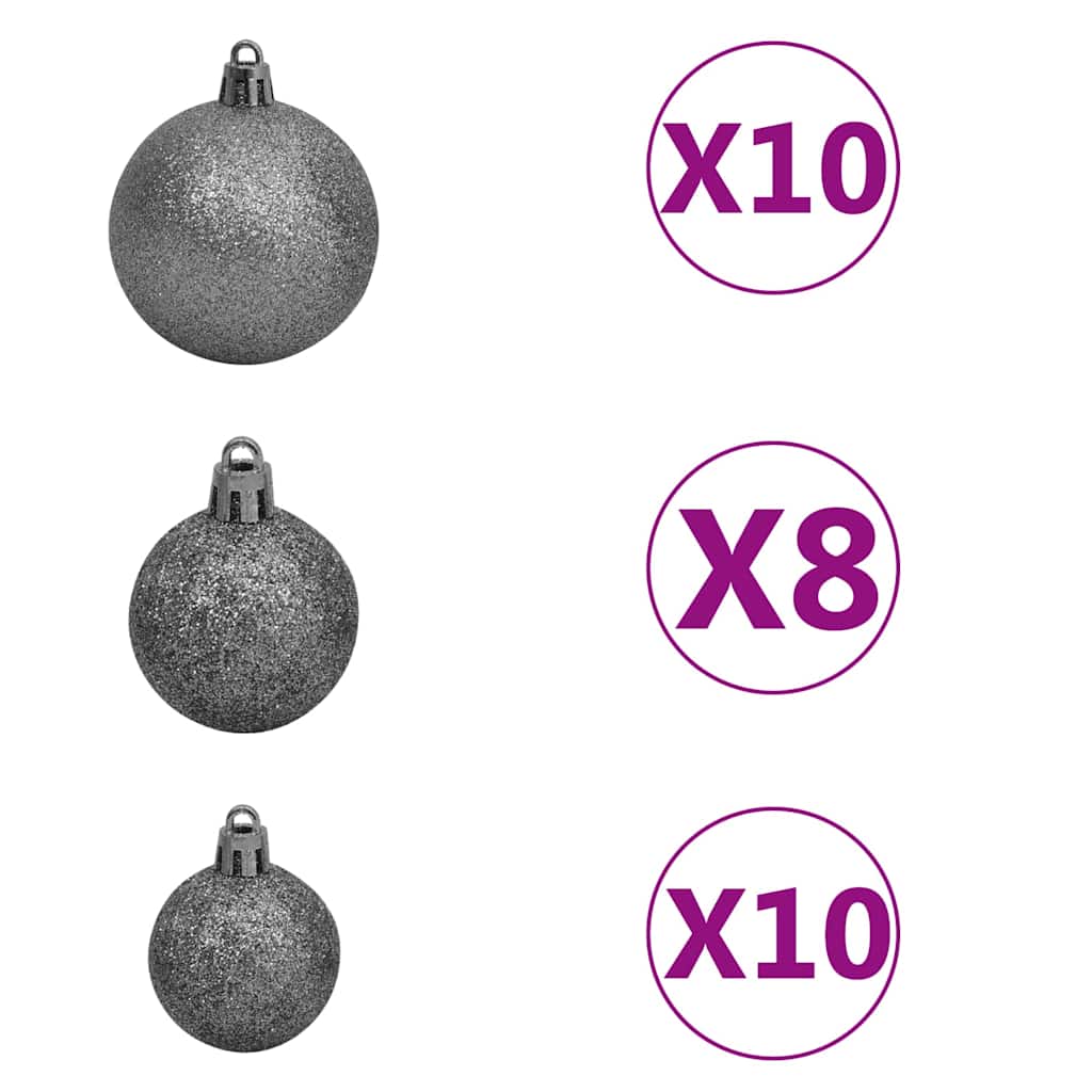 Artificial Christmas Tree Green 210 cm with 61 white/grey balls