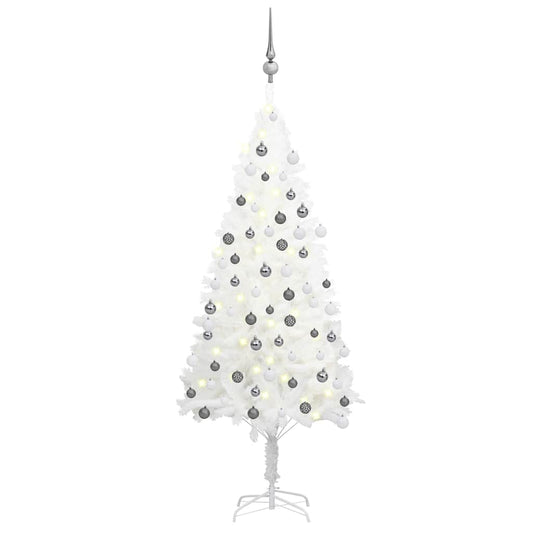 Artificial Pre-lit Christmas Tree with Ball Set 65 cm White 120 cm 75 cm