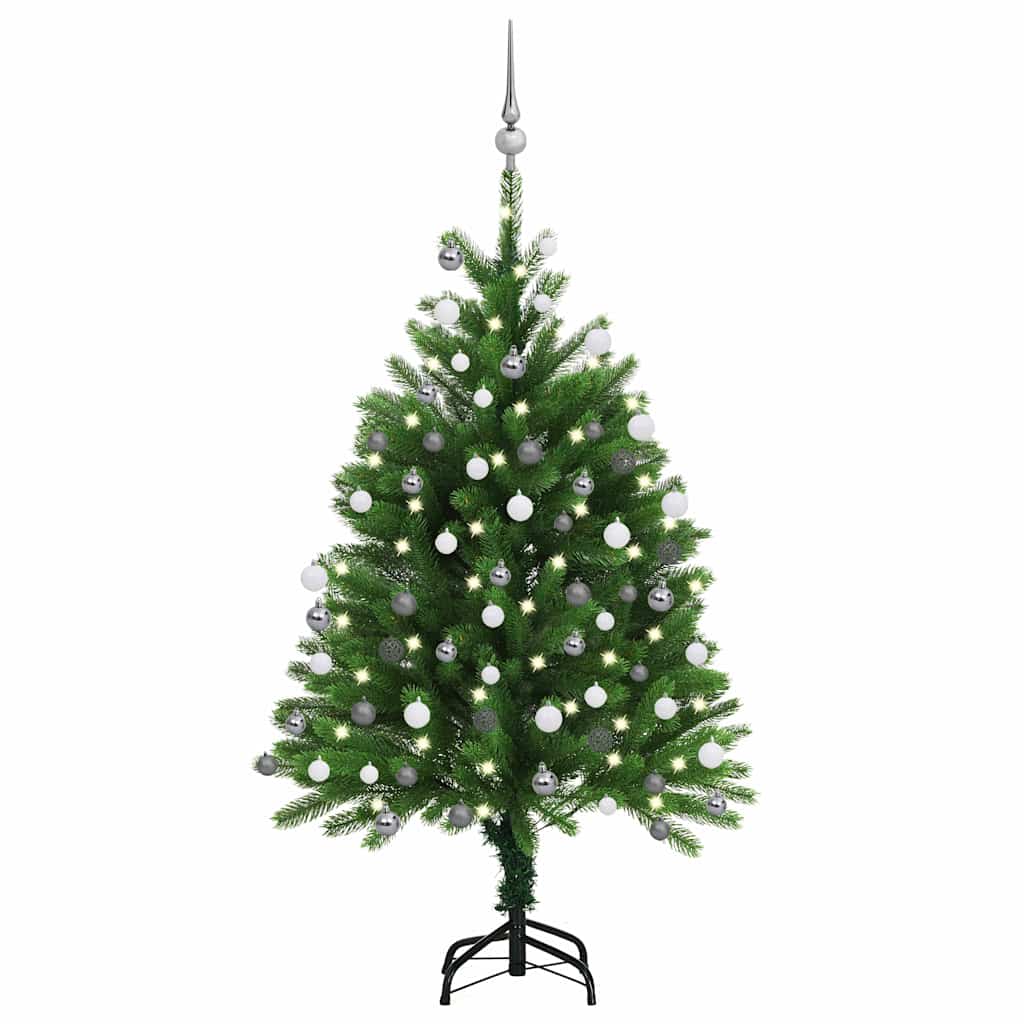Christmas Tree Green 120 cm PE Length 75 cm with 61 white/grey balls