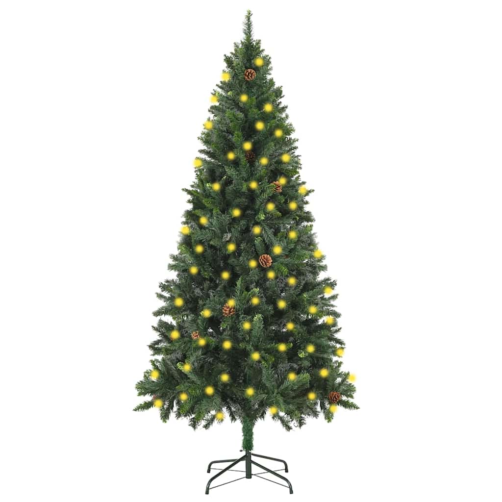 Artificial Pre-lit Christmas Tree with Pine Cones 150 cm Green 180 cm 104 cm