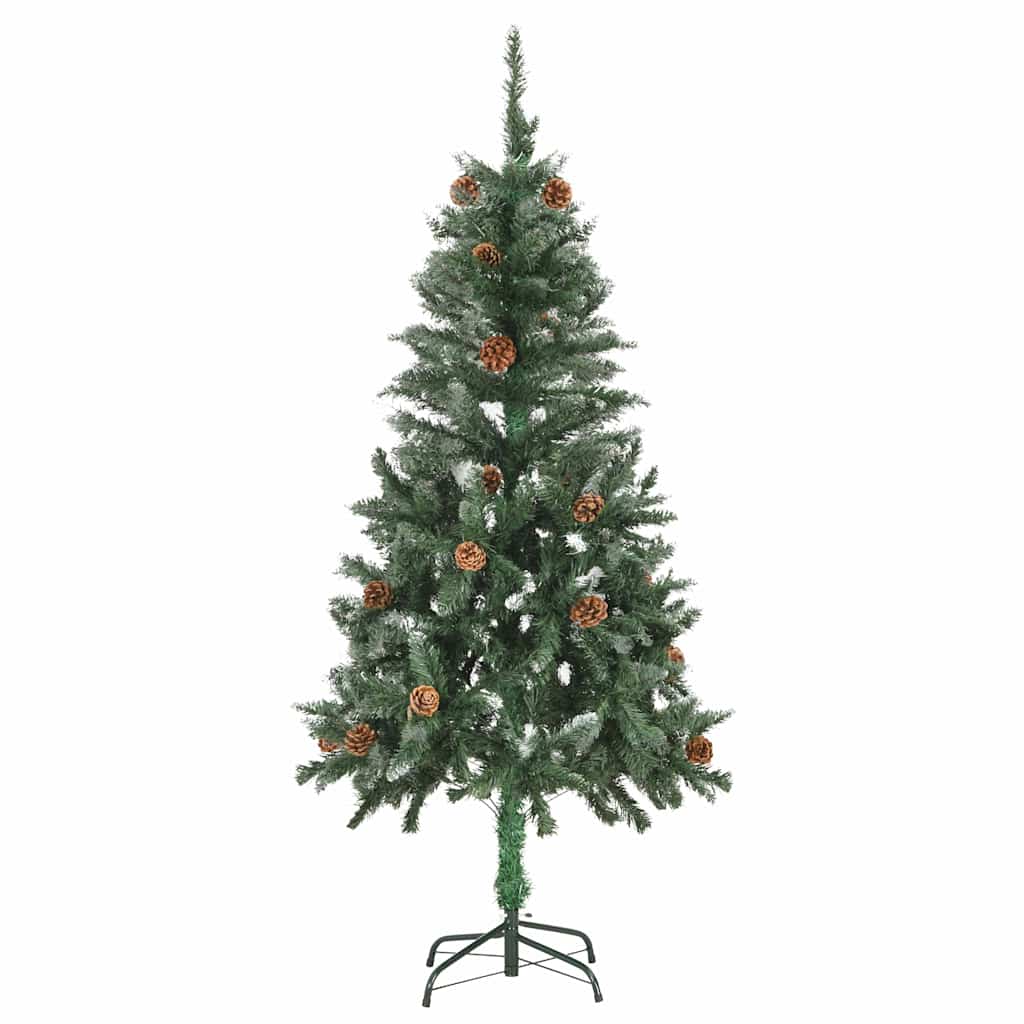 Artificial Pre-lit Christmas Tree with Pine Cones 150 cm Green and white 150 cm 89 cm