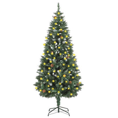 Artificial Pre-lit Christmas Tree with Pine Cones 150 cm Green and white 180 cm 104 cm
