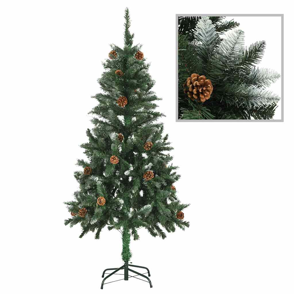 Artificial Pre-lit Christmas Tree Ball Set Pine Cones 210 cm White and rose 150 cm 89 cm