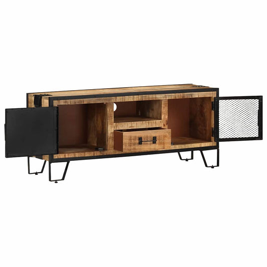 vidaXL TV Cabinet | Natural Mango Wood, Black 2