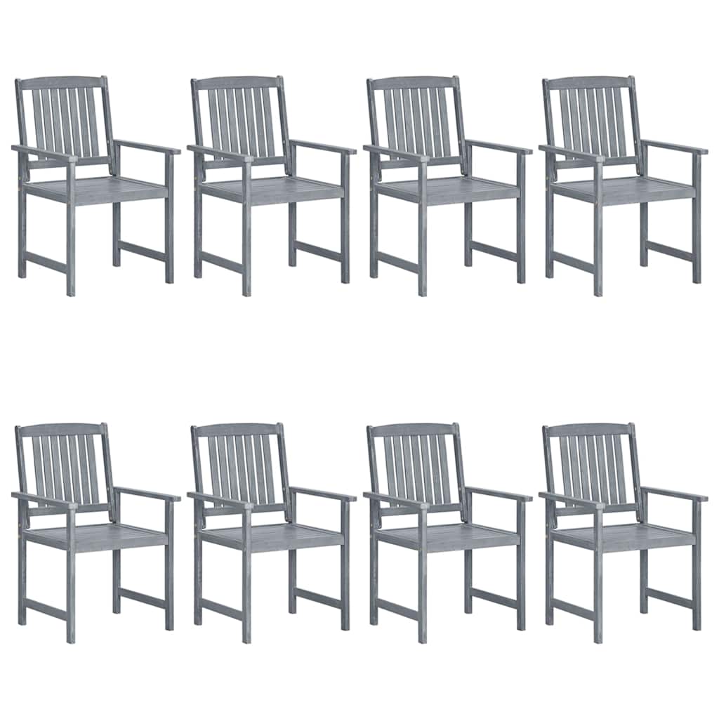 vidaXL Garden Chairs 8 pcs Solid Acacia Wood Grey 1