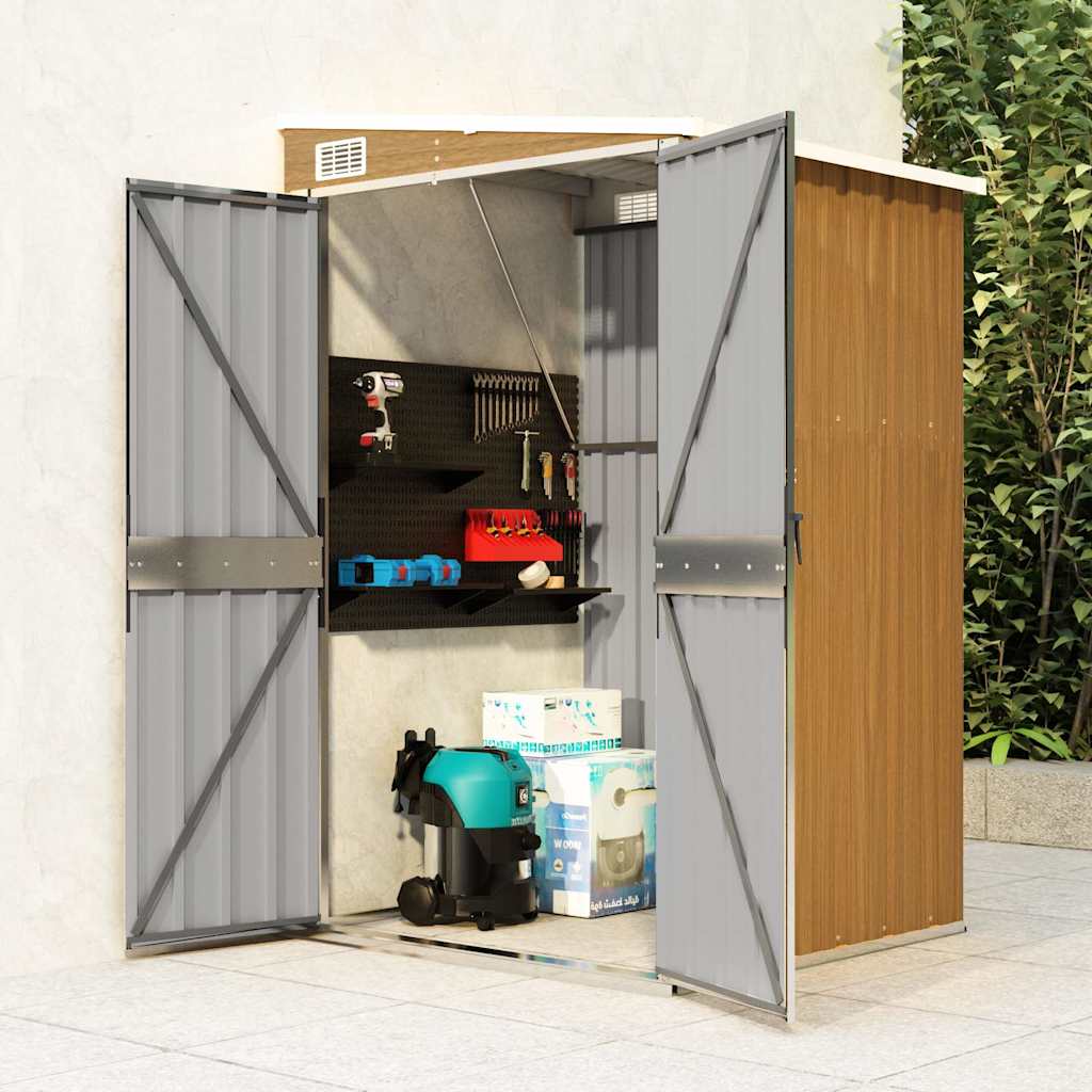 vidaXL Wall-mounted Garden Shed Galvanised Steel