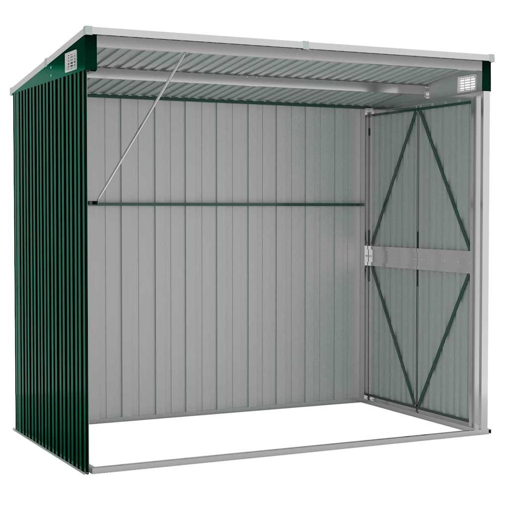 vidaXL Wall-mounted Garden Shed Green 118x194x178 cm Galvanised Steel 4