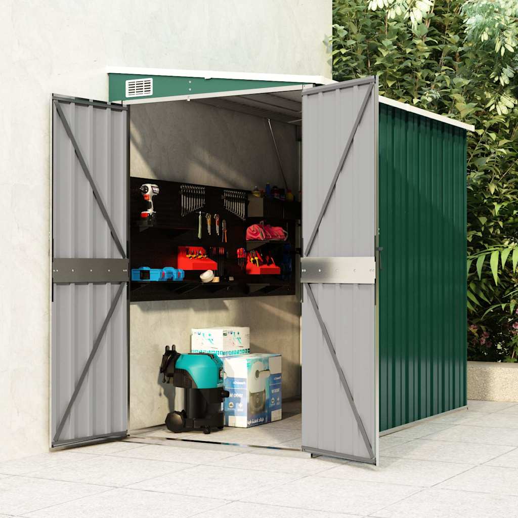 vidaXL Wall-mounted Garden Shed Green 118x194x178 cm Galvanised Steel 1