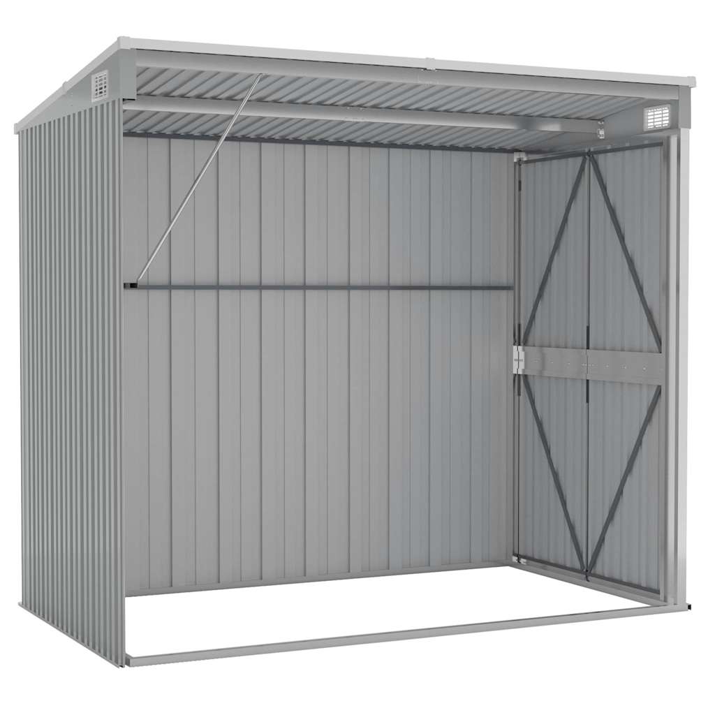 vidaXL Wall-mounted Garden Shed Grey 118x194x178 cm Galvanised Steel 6