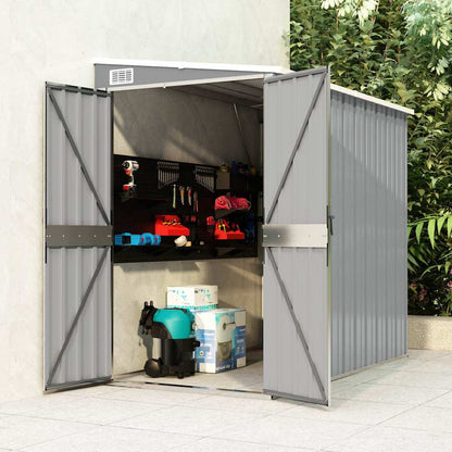 vidaXL Wall-mounted Garden Shed Grey 118x194x178 cm Galvanised Steel 1