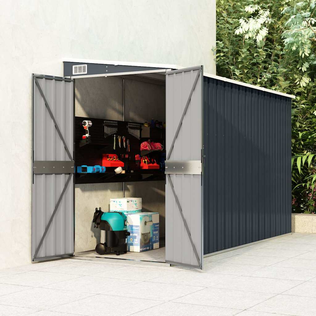 vidaXL Wall-mounted Garden Shed Anthracite 118x288x178 cm Steel 1