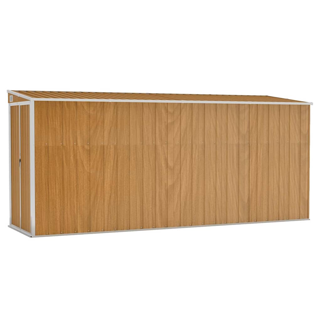 vidaXL Wall-mounted Garden Shed Brown 118x382x178 cm Galvanised Steel 2