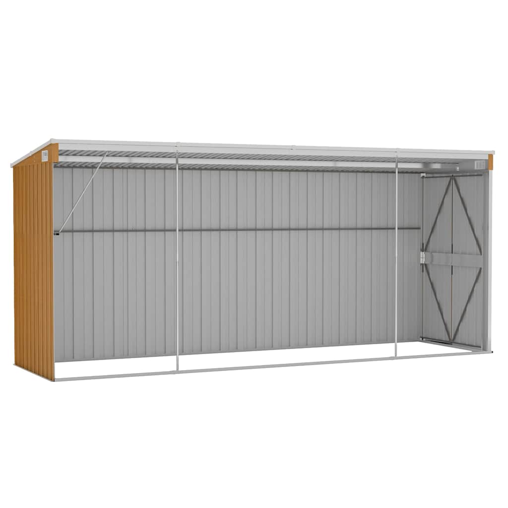 vidaXL Wall-mounted Garden Shed Brown 118x382x178 cm Galvanised Steel 4