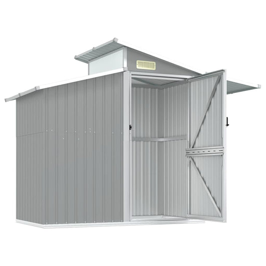 vidaXL Garden Shed Grey 270x130x208.5 cm Galvanised Steel 2