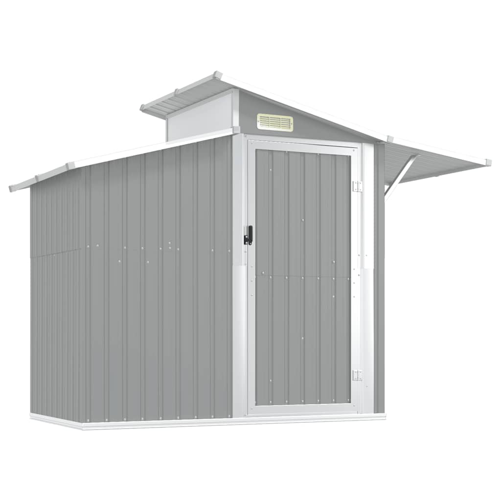 vidaXL Garden Shed Grey 270x130x208.5 cm Galvanised Steel 3