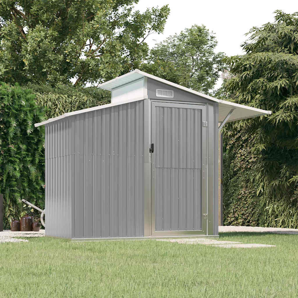 vidaXL Garden Shed Grey 270x130x208.5 cm Galvanised Steel 1