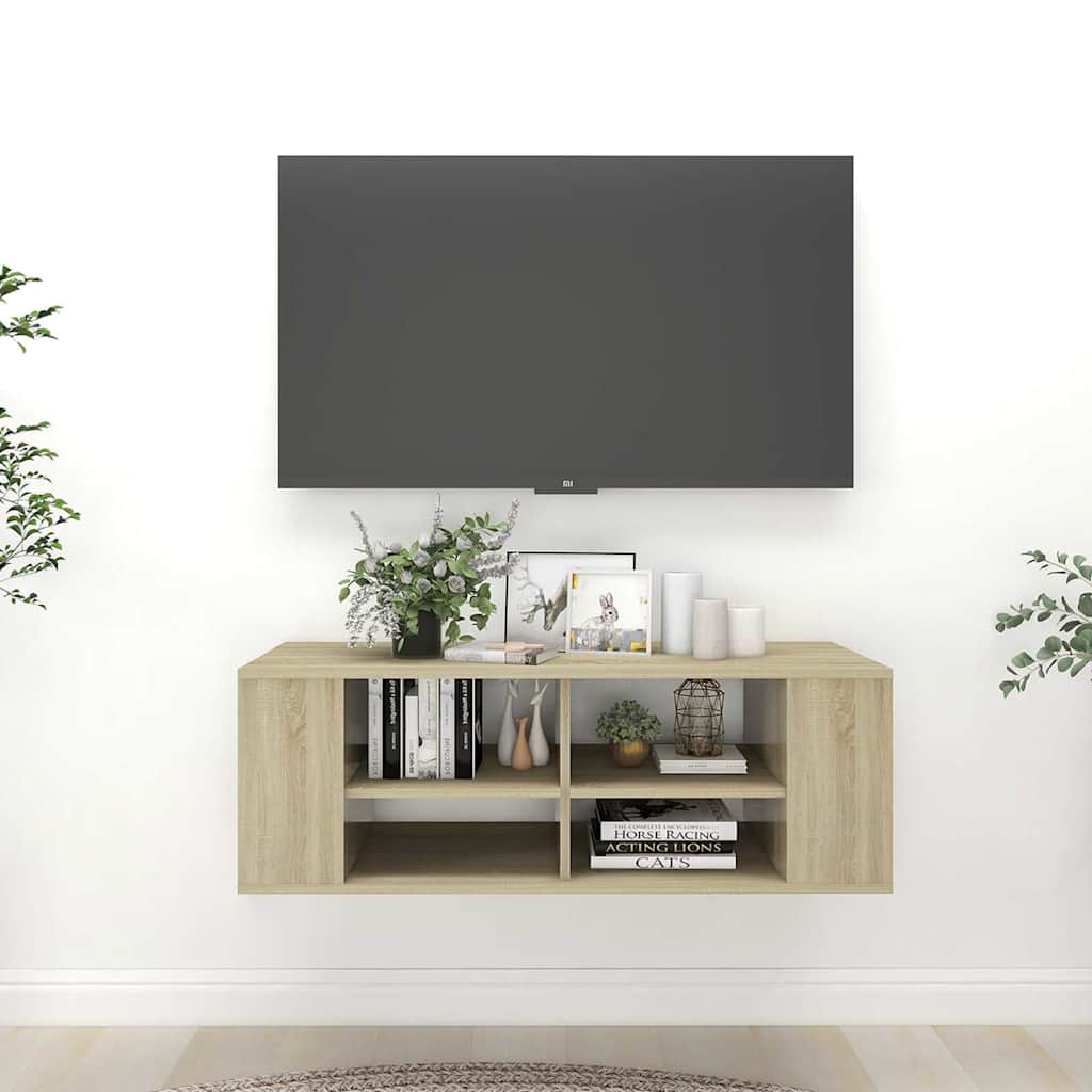 Wall-Mounted TV Cabinet 102x35x35 cm Engineered Wood Sonoma oak