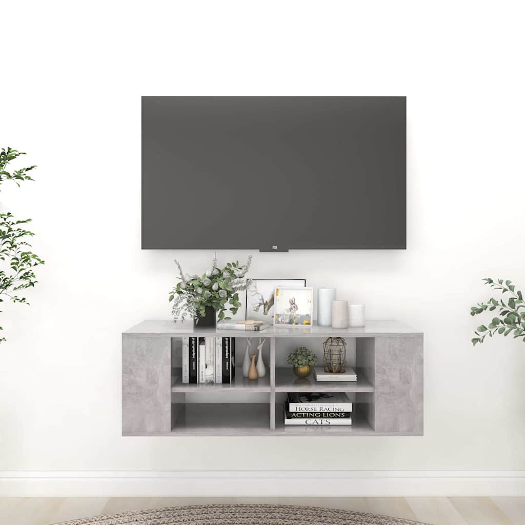 Wall-Mounted TV Cabinet 102x35x35 cm Engineered Wood Concrete grey
