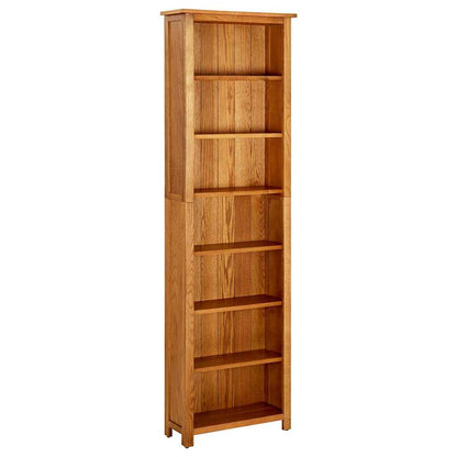 vidaXL Bookcase | Natural Oak | Solid oak wood with oak veneered MDF | Tall 1