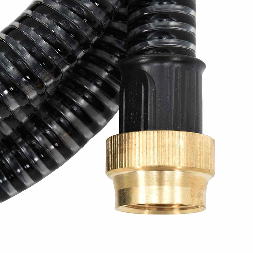 Suction Hose with Brass Connectors 1.1" PVC without Floating Kit Black 10 m