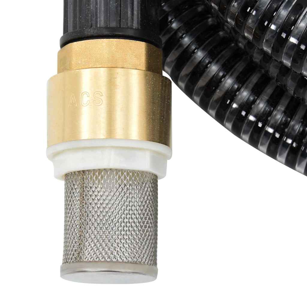 Suction Hose with Brass Connectors 1.1" PVC without Floating Kit Black 10 m