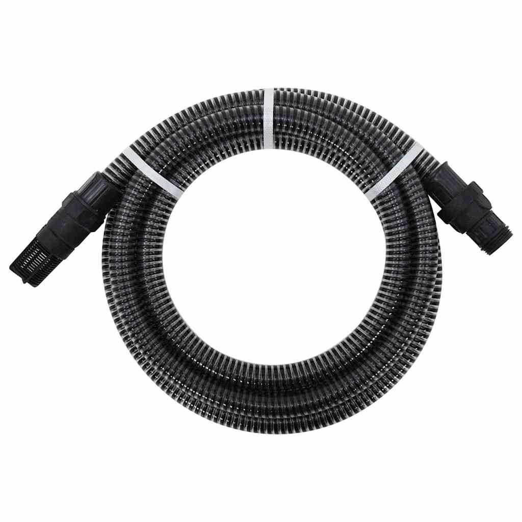 Suction Hose with PVC Connectors 1" PVC Black