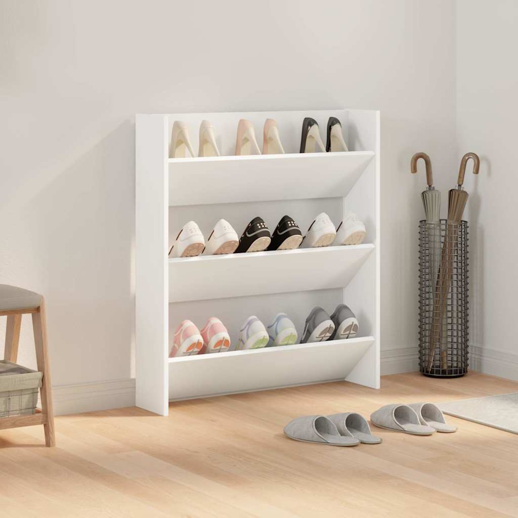 Wall Shoe Cabinet Engineered Wood Width 80 cm White 90 cm