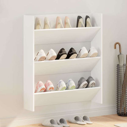 Wall Shoe Cabinet Engineered Wood Width 80 cm White 90 cm