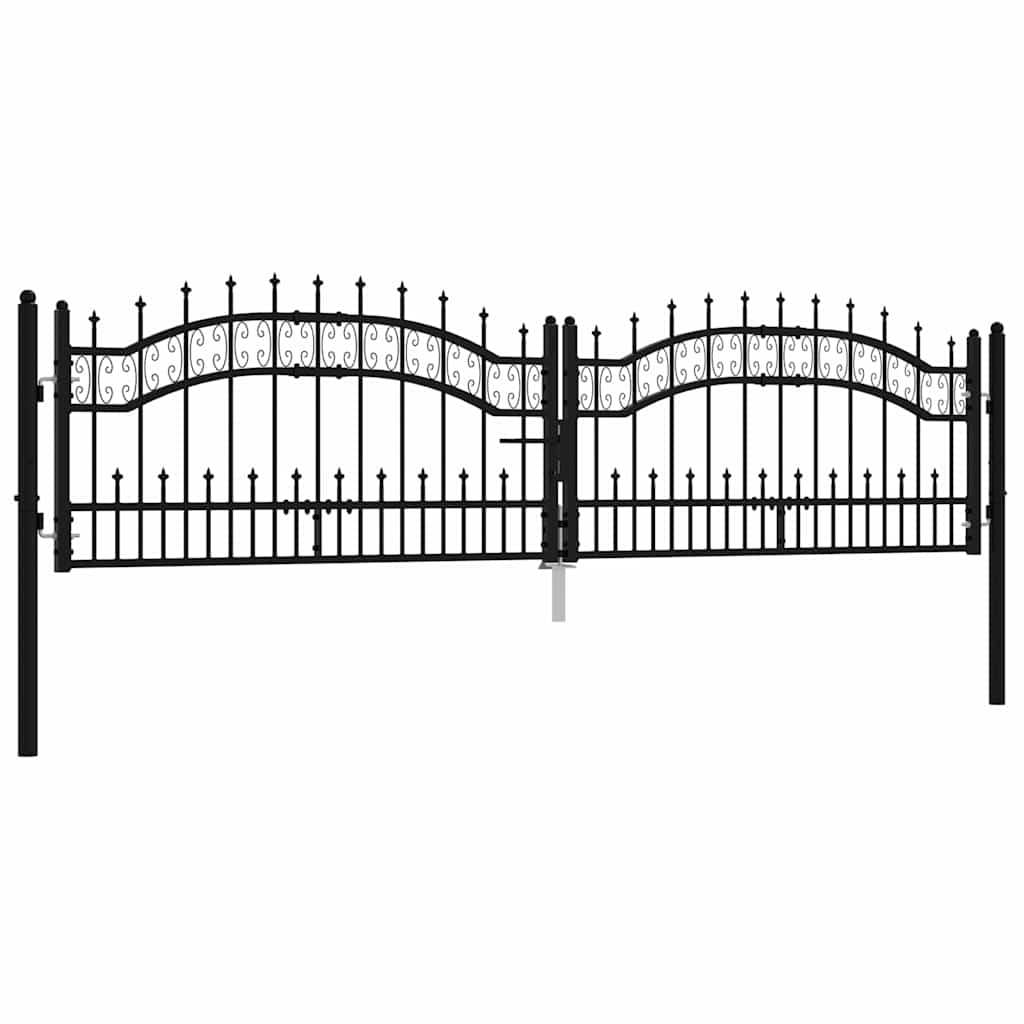 vidaXL Fence Gate "KAMPEN" with Spear Top Black 302x78 cm Steel 2
