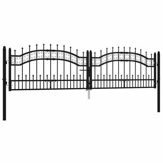 vidaXL Fence Gate "KAMPEN" with Spear Top Black 302x78 cm Steel 2